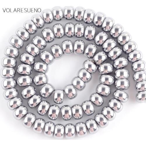 Wholasale Natural Silvers Hematites Stone Rondelle Beads For Jewelry Making Spacer Loose Beads Diy Handmade Bracelets 8mm 15"