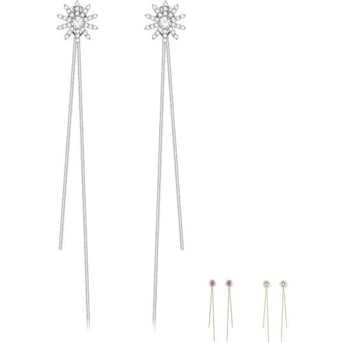 ZEMIOR 925 Sterling Silver Earrings For Women Full Zircon Shiny Snowflake Tassel Drop Earring Romantic Anniversary Jewelry