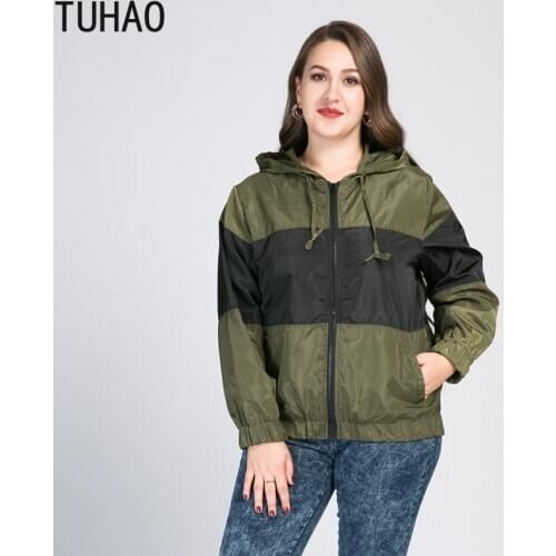TUHAO 2020 Spring Women Casual Windproof Hooded Jacket Coats Plus Size 8XL 7XL 6XL Women Jackers Coat Female Clothing WM18