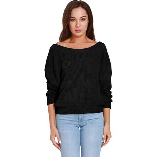 Blusas De Inverno Feminina Hot Sale 2019 Autumn And Winter New Pattern Solid Color Sweater Suit-dress Knitting Sexy Reveal Back