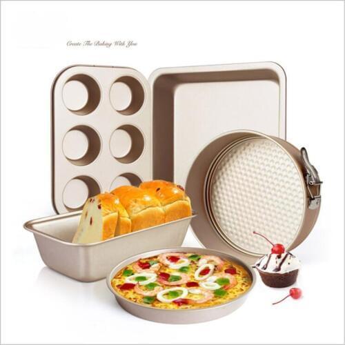 Golden pizza pan baking die set oven home toast cake cookie mold kitchen tool baking kit