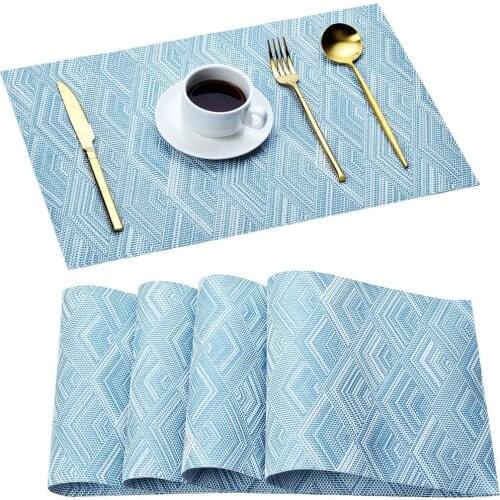 1PC Placemat Table Mat Tableware Pad PVC Waterproof Heat Insulation Non-Slip Placemat Soft Black Brown Washable Bowl Coaster