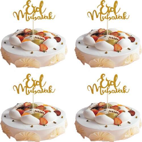 10pcs/lot Eid Mubarak Ramadan Cake Toppers Wedding Baby Shower Birthday Party Decor Gold Silver Muslim Islam Baking Cake Decor,Q