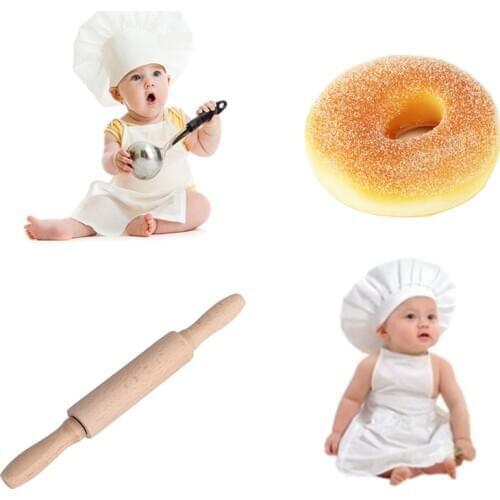 15day Baby Chef Apron Hat and food Chef Baby Cook Costume Newborn Photography Props Newborn Hat Apron Accessories Photo Studio