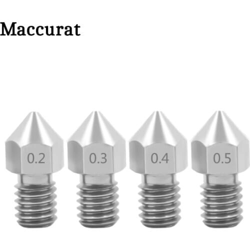 2pcs 3D Printer MK8 V5 V6 Stainless Steel M6 Nozzle 0.2/0.3/0.4/0.5/0.6/0.8mm Extruder Print Head For 1.75mm or 3.0mm Fliament