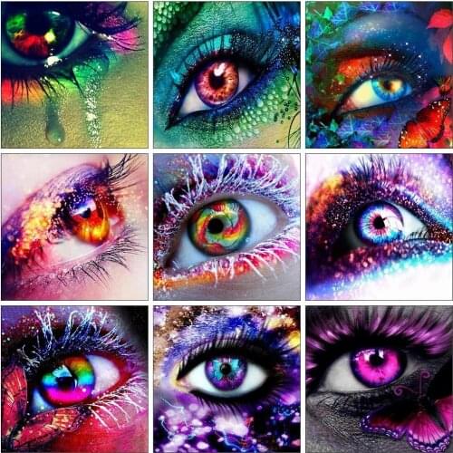 5d DIY mosaic diamond painting full square/round rhinestone eyes butterfly embroidery cross portrait modular picture
