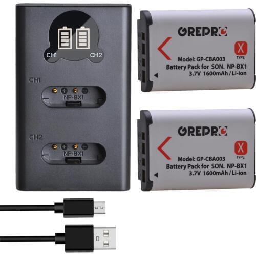 2Pcs NP-BX1 npbx1 np bx1 battery + Dual Charger for Sony FDR-X3000R RX100 RX100 M7 M6 AS300 HX400 HX60 WX350 AS300V HDR-AS300R