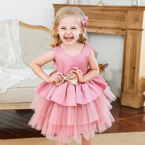 Kids Dresses For Baby Girls Elegant Wedding Sequin Princess Party Tutu Gown Toddler Children Evening Clothes Christmas Costume