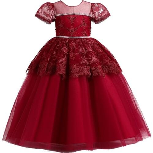 Teenager Lace Princess Evening Dress Kids Dress For Girl Wedding Bridesmaid Ball Bown Children Christmas Birthday Party Dresses