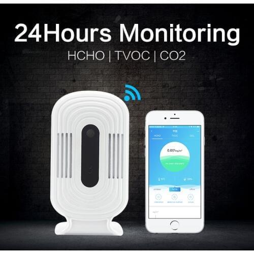 Intelligent WIFI Home HCHO TVOC CO2 Detector Air Quality Analysis Tester Detector Sensor Temperature Humidity Monitor JQ-200