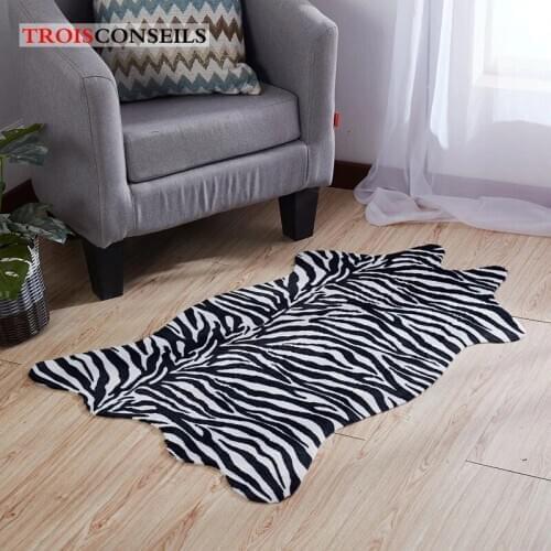 Zebra Printed Rug Cow Leopard Pattern Printed Carpet Bedroom Bedside Rug NonSlip Antiskid Mat 75x110CM Animal print Carpet