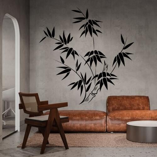 Best Selling Bamboo Leaves Wall Decal Silhouette Art Sticker Nature Trees And Flowers Home Living Room Decoration A001930
