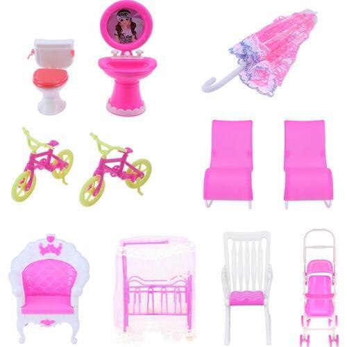 1pc Mini Doll House Furniture Dollhouse Room Decoration Doll Rocking Chair Sunshade Umbrella Bicycles Bike Children Toy Gift
