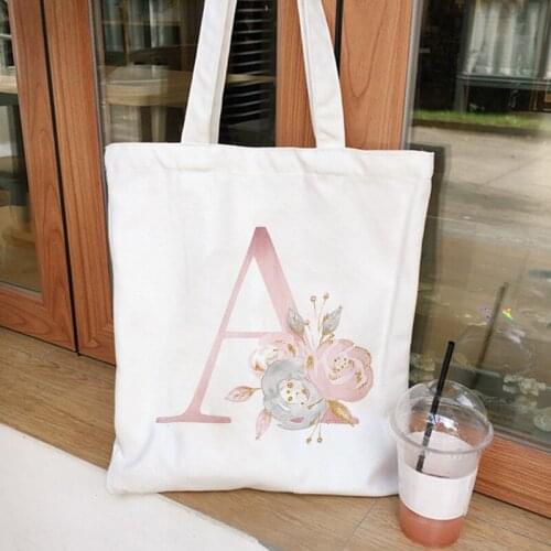 Reusable Eco Ladies Canvas Shoulder bag Letter Print Femlae Travel Tote Bag Large capacity Handbag Ladies travel Canvas Tote Bag