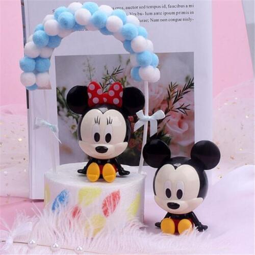Disney Mickey Mouse& Minnie Happy Birthday Cake Decoration Tools Doll Model For Party DIY Cake Topper Baby Shower Party Supplies