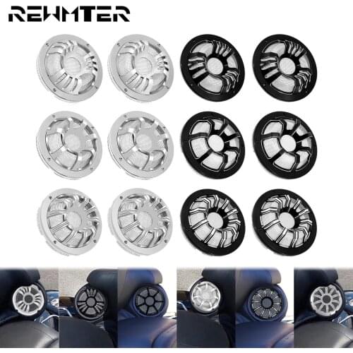 Motorcycle Black/Chrome Rear Speaker Grill Masks Cover For Harley Touring Ultra Limited FLHTK 2014-2021 Tri Road Electra Glide