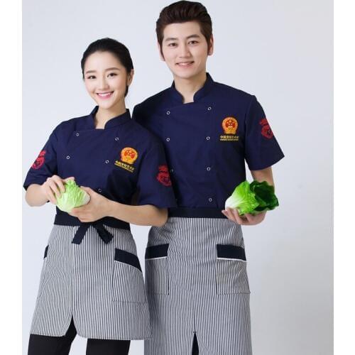 New Chef Jacket Work Wear Short Sleeved Summer Breathable Clothing Restaurant Kitchen Uniform Clothing Male Work Clothes B-6058