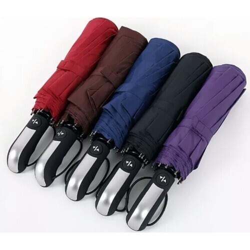 New automatic tri-fold folding advertising umbrella oversized three-fold umbrella men and women reinforcement student umbrella 3