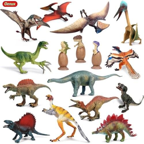 Oenux Classic Jurassic Carnivorous Pterodactyl Archaeopteryx T-Rex PVC Dinosaur World Animal Model Action Figures Toy For Kids
