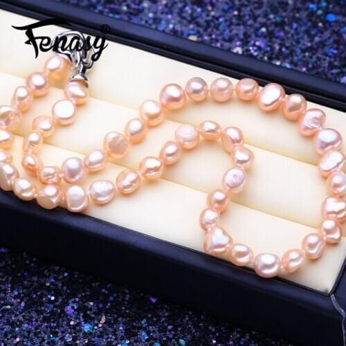 FENASY Natural Freshwater Genuine Baroque Pearl Necklaces For Women 8-9mm Pearl Jewelry 45cm Wedding Jewelry