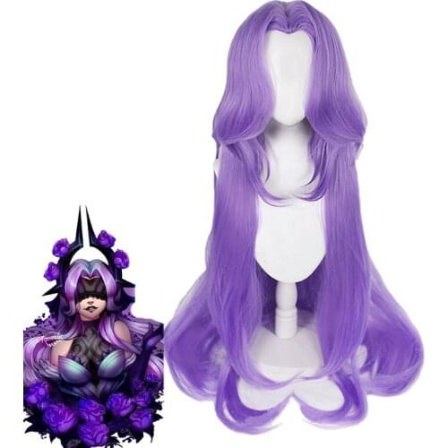 LOL Syndra Cosplay Wig Game LOL Withered Rose Syndra Cosplay Wig 100cm Women Headwear Long Synthetic Hair Heat Resistant
