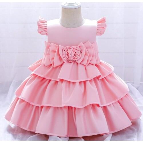 PLBBFZ Infantil Flower Dress For Girls 1st Birthday Party Wedding Lace Girl Dress Baby Girl Princess Vestido Christmas Costume
