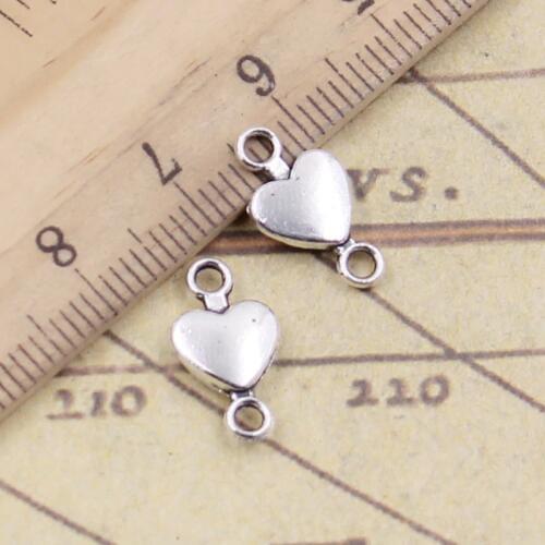 20pcs Charms Heart Connector 15x7mm Tibetan Silver Color Pendants Antique Jewelry Making DIY Handmade Craft
