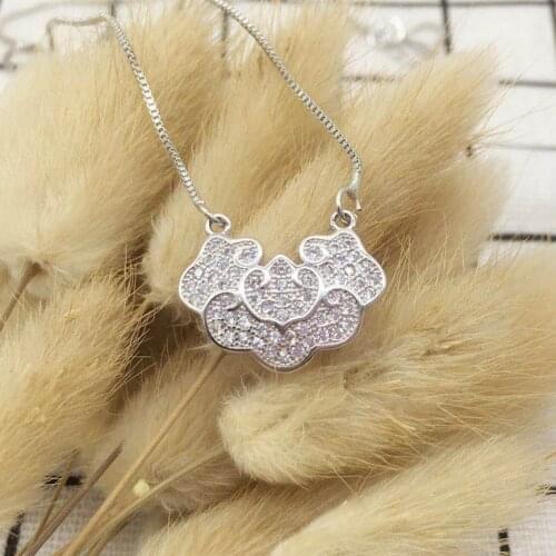 925 Sterling Silver Jewelry Microchip Crystal Cloud Longevity Lock Female Accessories Personality Pendant Necklaces N169