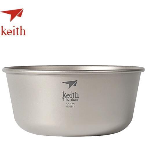 Keith Titanium Bowl Ultralight Camping Cookware Tableware Cutlery Picnic Cooking Outdoor Travel Hiking Utensils Bowls Only 55g