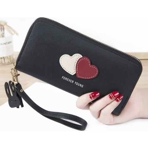 Luxary Fashion Women Wallets Pocket PU Leather Hearts Lady Handbags Money Zipper Coin Purse New Woman Wallet Burse Bags Billfold