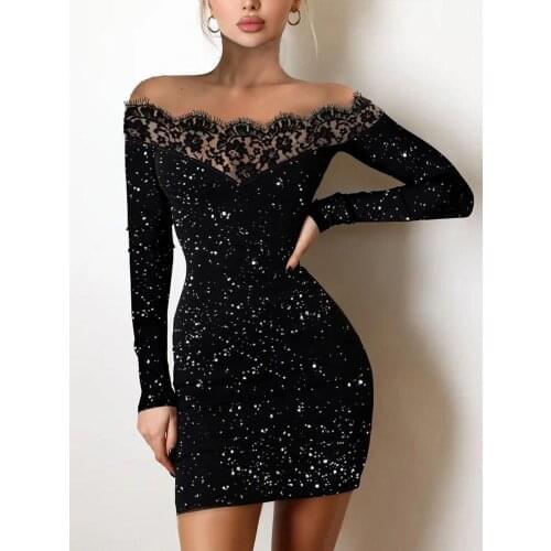 Sheinset Y2K Sexy Print Lantern Sleeve Frill Hem Mesh Party Boho Women Floral Dress