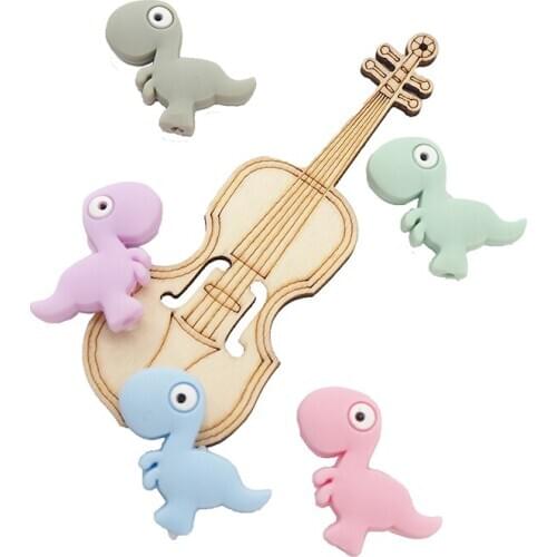 Chenkai 50PCS BPA Free Dinosaur Silicone Beads Baby Cartoon Teething Bead Food Grade For Baby Making Jewelry Necklace Gift