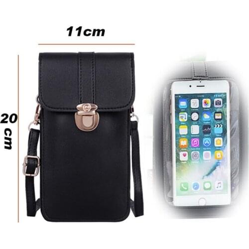 New Leather Cell Phone Bag Shoulder Pocket Wallet Pouch Case Neck Strap with back Hyaline membrane Touch screen fashion leisure