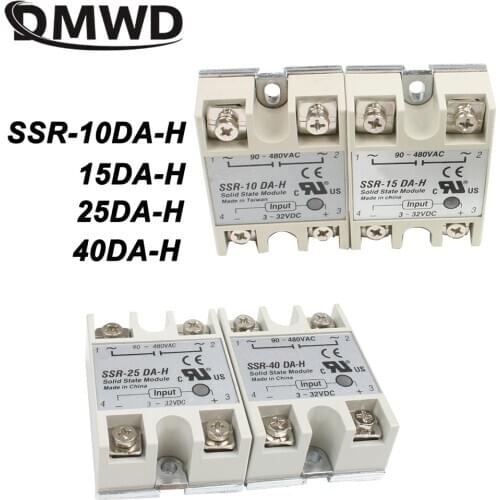 Solid state relay SSR-10DA-H 10A actually 3-32V DC - 90-480V AC SSR 10DA 15DA 25DA 40DAH relay solid state Resistance Regulator