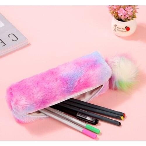 Unique Plush Ball Zipper Makeup Pouch Pencil Box with Zipper School Staionery Storage Bag Lovely Plush Pencil Pouch Bag