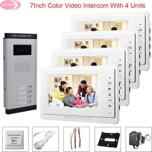 Video Intercom 7" Color Video Call With Monitor for Door Video Door Entry System for Home Security Video Door Bell System Unit