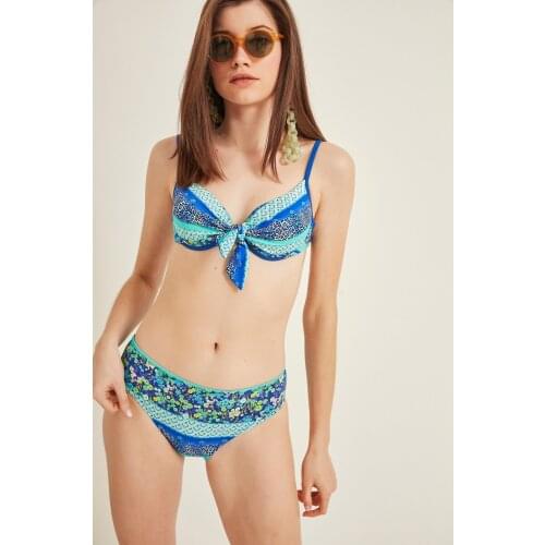 C & City Women Coated Triangle Bikini Suit 3030 Blue