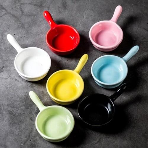 1pc Ceramic Sauce Dish Solid Color Dipping Plate Seasoning Dish For Home Restaurant Tableware Accessories Kitchen Tools
