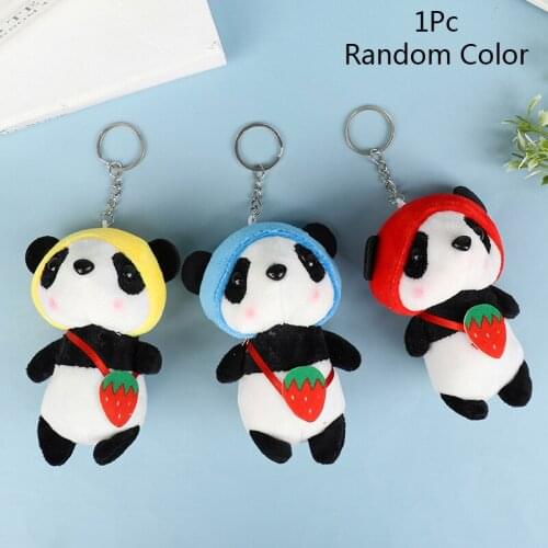 1 Pc 2021 New 12CM Cute Cartoon Panda Plush Stuffed Animal Toys Keychain Key Ring Pendant Doll