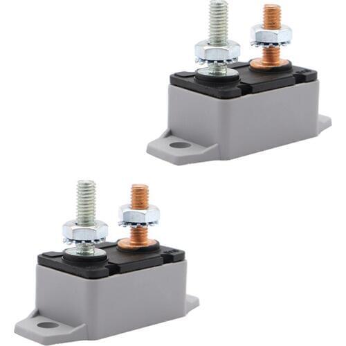 2Pcs 12/24V Stud Bolt Type Automatic Reset Cover Truck Boat Bus Boat Circuit Breaker Fuse(15Amp)