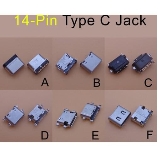 2PCS Micro Usb Jack 3.1 Type-C 14Pin 14 PIN Smd 90 Degree Female Male Connector For Mobile Phone Charging Port Charging Socket