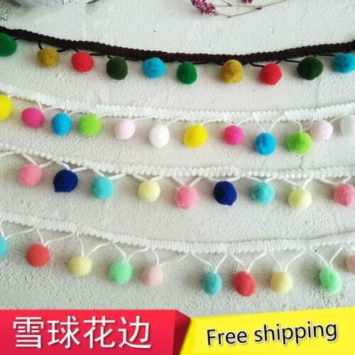 5Yard/Lot Candy Colors Lace Tassel Plush Ball Fringe Lace Trim Hand DIY Ribbon Pompon Baby Dress Bag Curtain Sofa Accessories