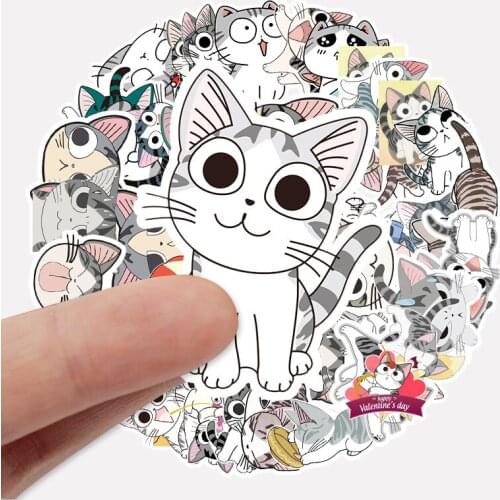 53PCS New Love Decorative Animal Cat PVC Lable Stickers Crafts And Scrapbooking Decorative Sticker DIY Lovely Stationery