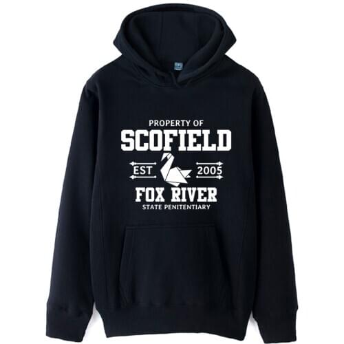 Paper Crane Prison Break Property of Scofield Fox River State Penitentiary EST. 2005 Man Boys Hoodie Autumn Winter Fleece ZIIART