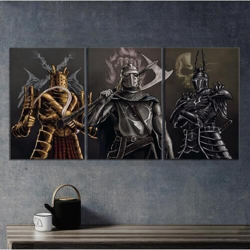 Home Decor Poster Pictures Prints Canvas 3 Piece Modular Dark Souls Warrior Game Geprinte Posters Living Room Decorative Paintin