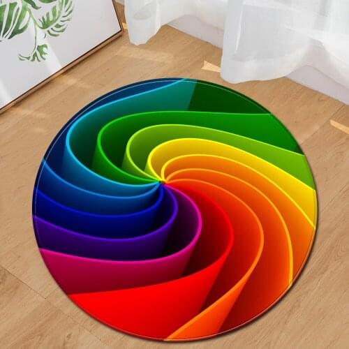 Round Carpet 3D Geometry Pattern Living Room Bedroom Computer Chair Hanging Basket Decoration Rug Home Bath Childrens Floor Mat