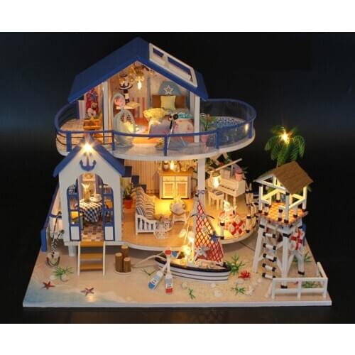 Miniature Model Toy DIY Doll Cabin Sea View Room Handmade Valentines Day Birthday Christmas Toy Gift