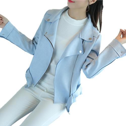 Womens suede short jacket spring and autumn Korean Slim wild jacket student fashion motorcycle jacket TB979