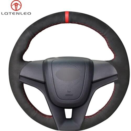 LQTENLEO Black Suede DIY Car Steering Wheel Cover For Chevrolet Cruze 2009-2014 Aveo 2011-2014 Orlando 2010-2015