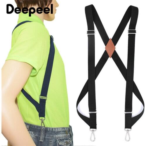Deepeel 1pc 2.5*125cm Mens Polyester Elastic Wide Suspenders Adjustable 2 Clip Belt Unisex X Type Suit Decorative Straps SP061